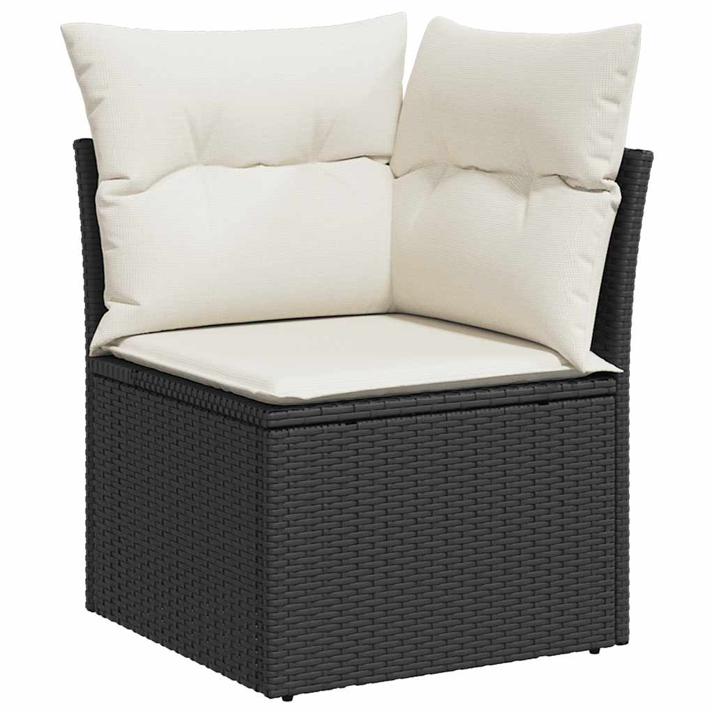 8-tlg. Garten-Sofagarnitur mit Kissen Schwarz Poly Rattan