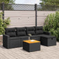 6-tlg. Garten-Sofagarnitur mit Kissen Schwarz Poly Rattan