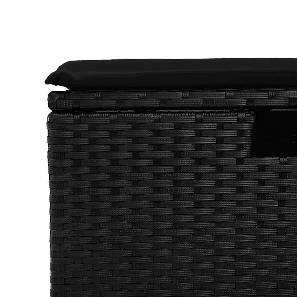 7-tlg. Garten-Sofagarnitur mit Kissen Schwarz Poly Rattan