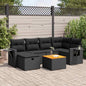 7-tlg. Garten-Sofagarnitur mit Kissen Schwarz Poly Rattan