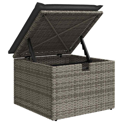 9-tlg. Garten-Sofagarnitur mit Kissen Grau Poly Rattan