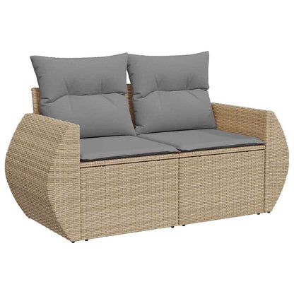 6-tlg. Garten-Sofagarnitur mit Kissen Beige Poly Rattan