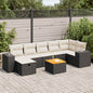 8-tlg. Garten-Sofagarnitur mit Kissen Schwarz Poly Rattan