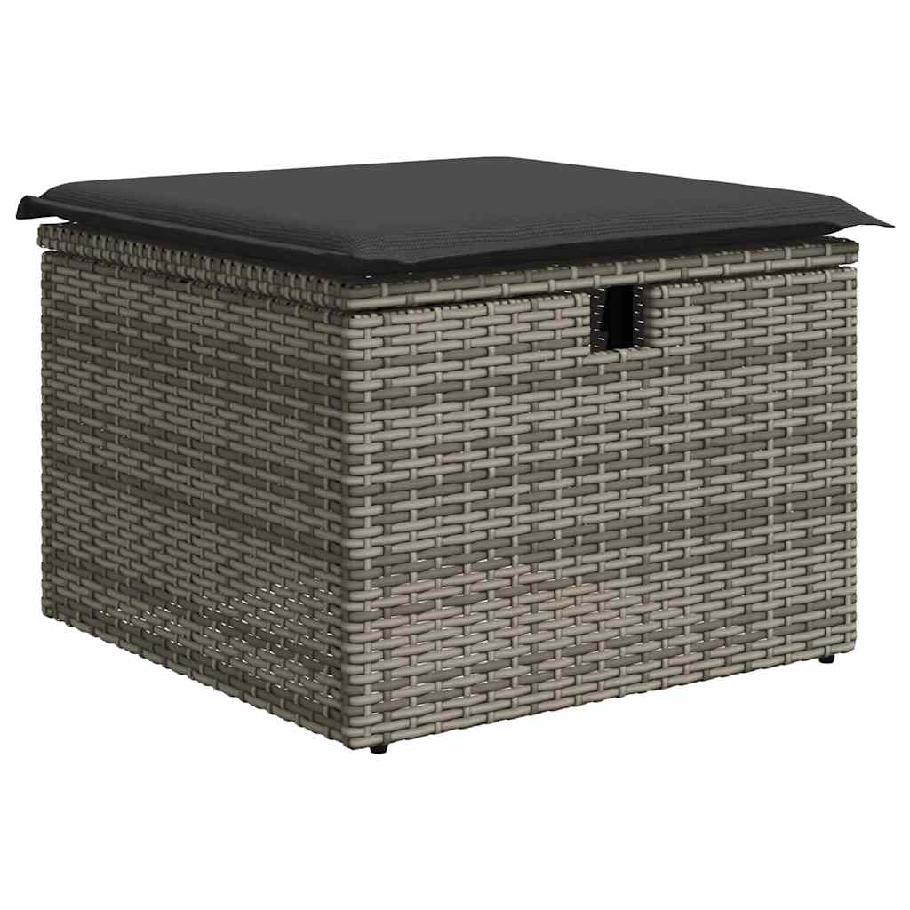 9-tlg. Garten-Sofagarnitur mit Kissen Grau Poly Rattan