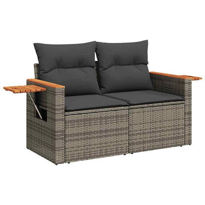 6-tlg. Garten-Sofagarnitur mit Kissen Grau Poly Rattan