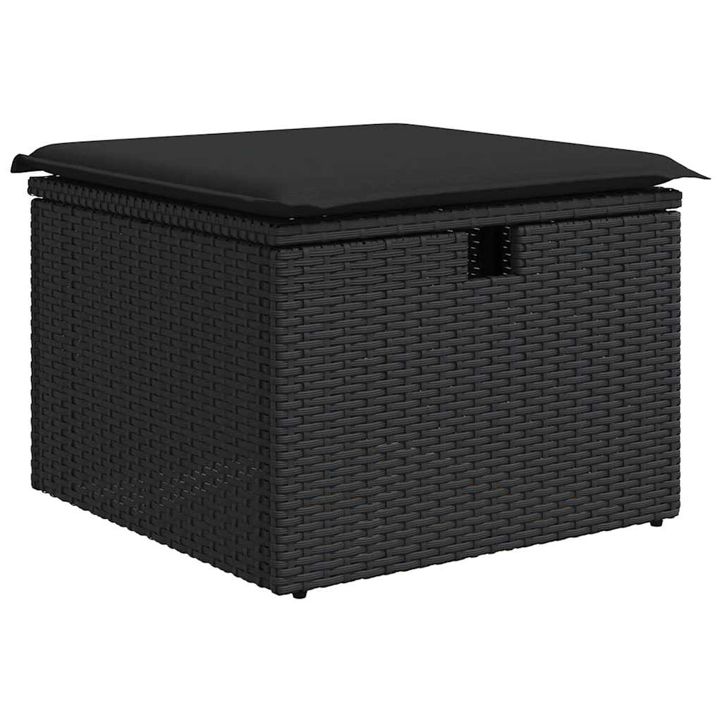 4-tlg. Garten-Sofagarnitur mit Kissen Schwarz Poly Rattan