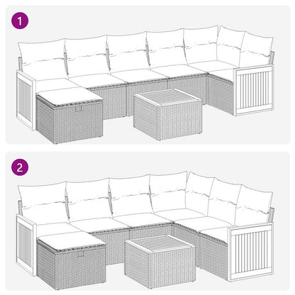 8-tlg. Garten-Sofagarnitur mit Kissen Schwarz Poly Rattan