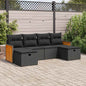 6-tlg. Garten-Sofagarnitur mit Kissen Schwarz Poly Rattan