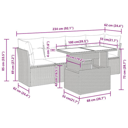 5-tlg. Garten-Sofagarnitur mit Kissen Schwarz Poly Rattan