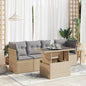 5-tlg. Garten-Sofagarnitur mit Kissen Beige Poly Rattan