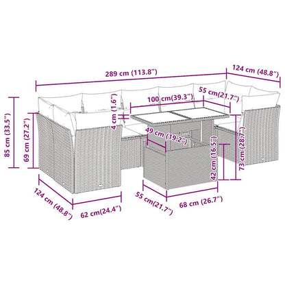 8-tlg. Garten-Sofagarnitur mit Kissen Beige Poly Rattan