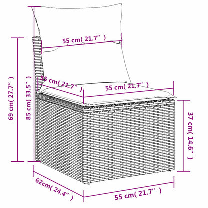 9-tlg. Garten-Sofagarnitur mit Kissen Braun Poly Rattan