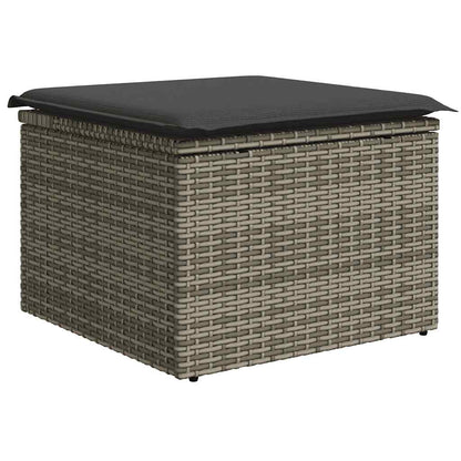 7-tlg. Garten-Sofagarnitur mit Kissen Grau Poly Rattan