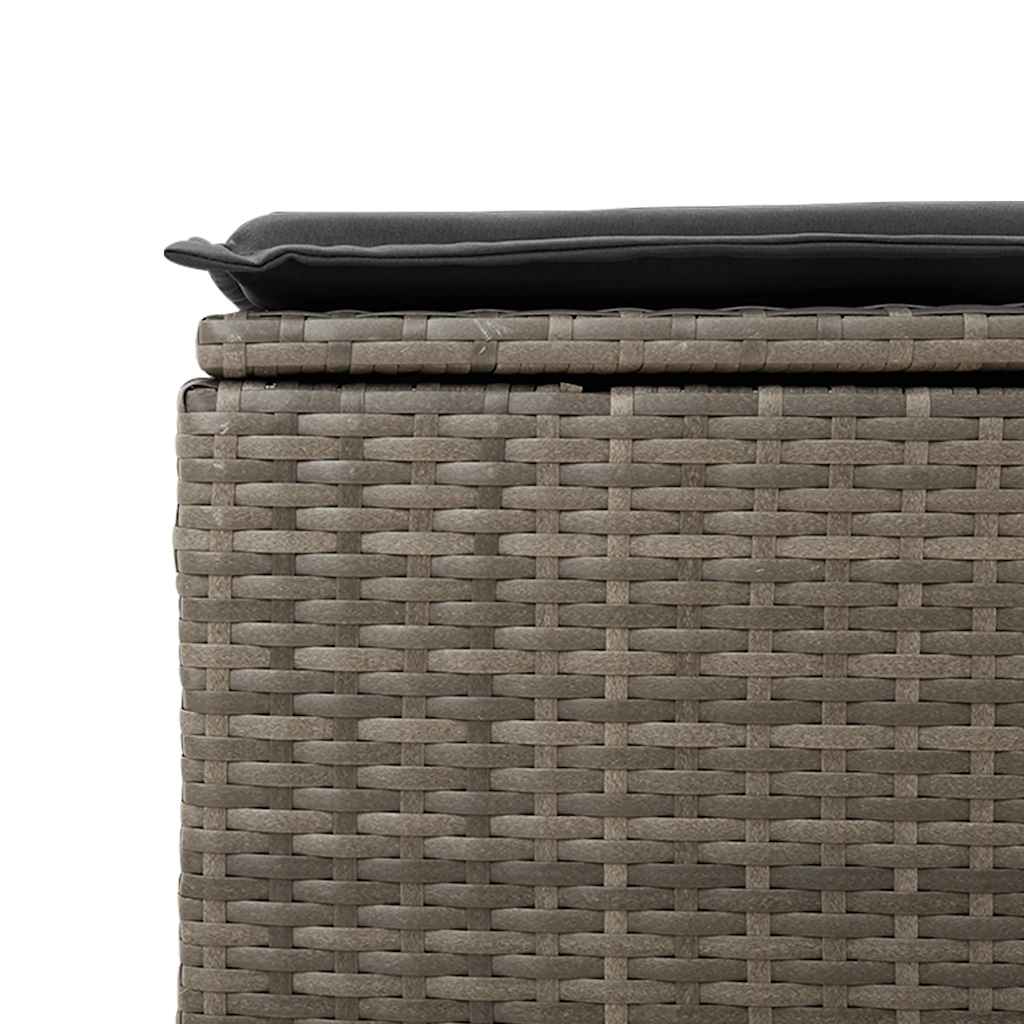 9-tlg. Garten-Sofagarnitur mit Kissen Grau Poly Rattan