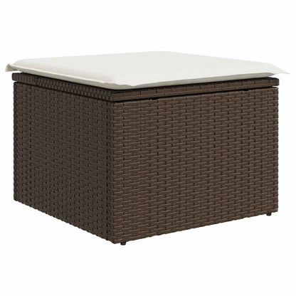 9-tlg. Garten-Sofagarnitur mit Kissen Braun Poly Rattan