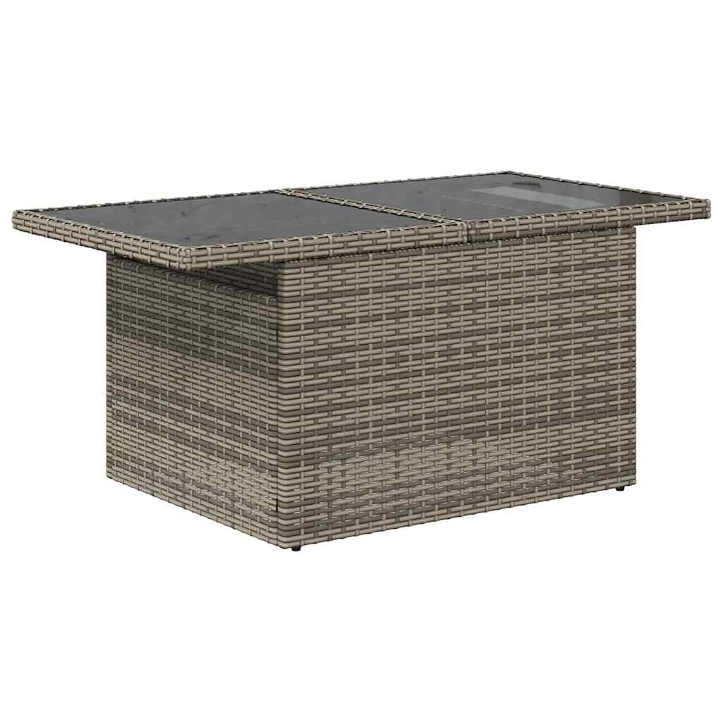 10-tlg. Garten-Sofagarnitur mit Kissen Grau Poly Rattan