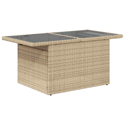 11-tlg. Garten-Sofagarnitur mit Kissen Beige Poly Rattan