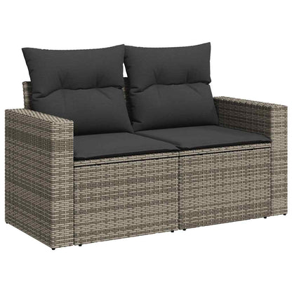 5-tlg. Garten-Sofagarnitur mit Kissen Grau Poly Rattan