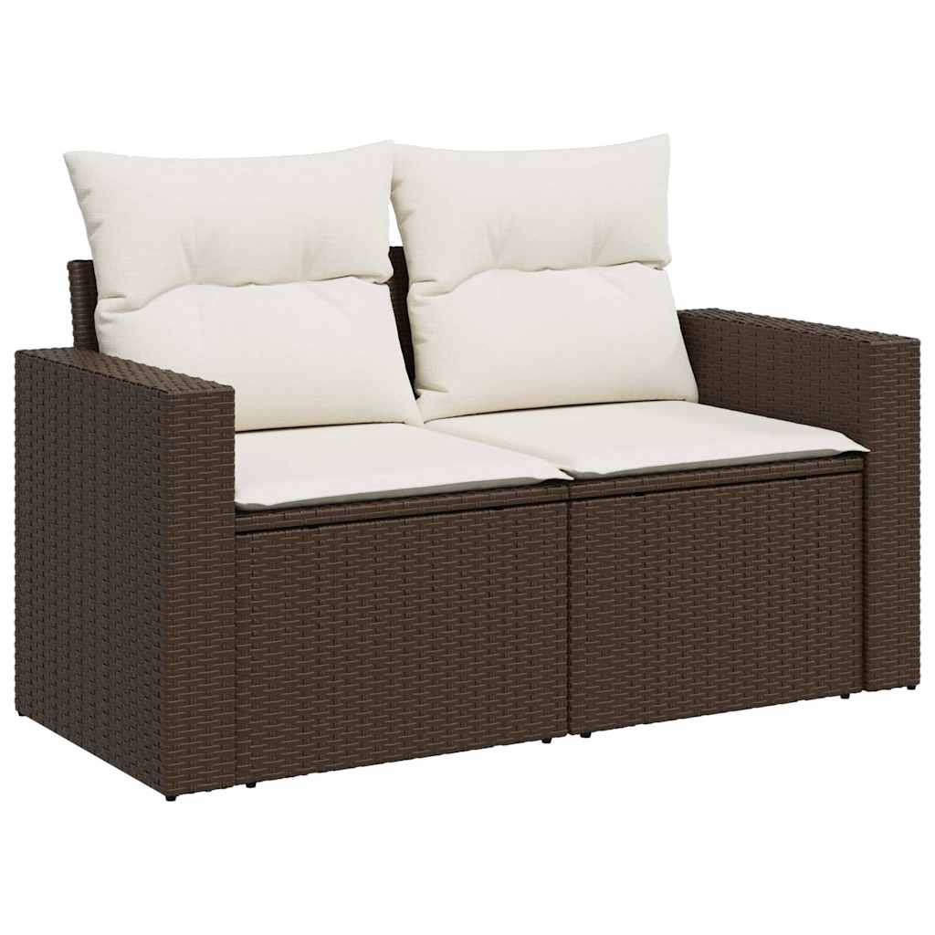 5-tlg. Garten-Sofagarnitur mit Kissen Braun Poly Rattan