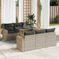 7-tlg. Garten-Sofagarnitur mit Kissen Hellgrau Poly Rattan