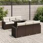 7-tlg. Garten-Sofagarnitur mit Kissen Braun Poly Rattan