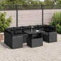 8-tlg. Garten-Sofagarnitur mit Kissen Schwarz Poly Rattan