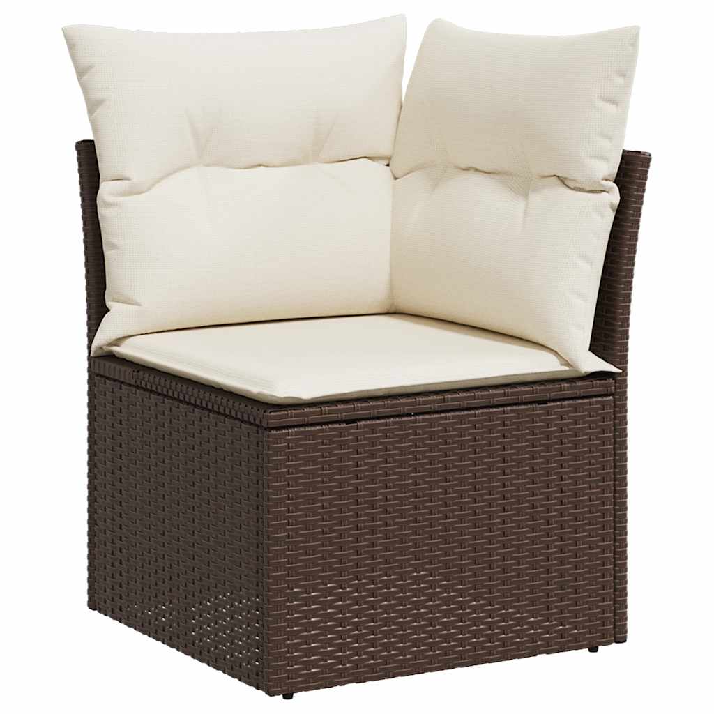 9-tlg. Garten-Sofagarnitur mit Kissen Braun Poly Rattan