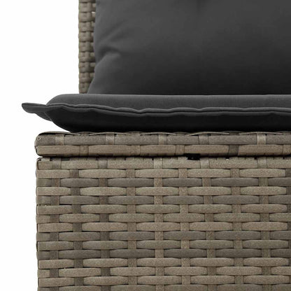 6-tlg. Garten-Sofagarnitur mit Kissen Grau Poly Rattan