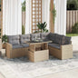 7-tlg. Garten-Sofagarnitur mit Kissen Beige Poly Rattan