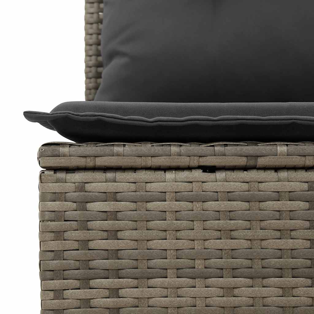 9-tlg. Garten-Sofagarnitur mit Kissen Grau Poly Rattan