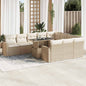 11-tlg. Garten-Sofagarnitur mit Kissen Beige Poly Rattan