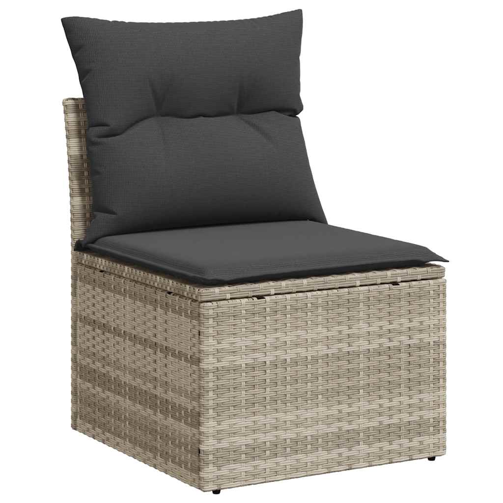 5-tlg. Garten-Sofagarnitur mit Kissen Hellgrau Poly Rattan