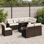 9-tlg. Garten-Sofagarnitur mit Kissen Braun Poly Rattan