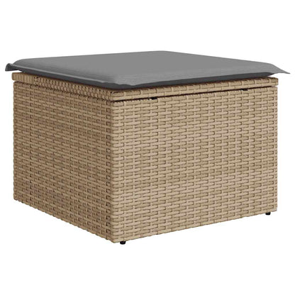 9-tlg. Garten-Sofagarnitur mit Kissen Beige Poly Rattan