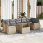 8-tlg. Garten-Sofagarnitur mit Kissen Beige Poly Rattan