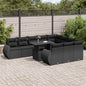 11-tlg. Garten-Sofagarnitur mit Kissen Schwarz Poly Rattan