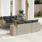 7-tlg. Garten-Sofagarnitur mit Kissen Hellgrau Poly Rattan