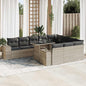 11-tlg. Garten-Sofagarnitur mit Kissen Hellgrau Poly Rattan