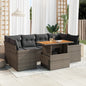 7-tlg. Garten-Sofagarnitur mit Kissen Grau Poly Rattan