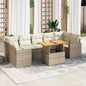 8-tlg. Garten-Sofagarnitur mit Kissen Beige Poly Rattan