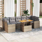 8-tlg. Garten-Sofagarnitur mit Kissen Beige Poly Rattan