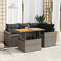 5-tlg. Garten-Sofagarnitur mit Kissen Grau Poly Rattan