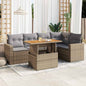 6-tlg. Garten-Sofagarnitur mit Kissen Beige Poly Rattan