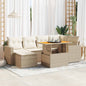 7-tlg. Garten-Sofagarnitur mit Kissen Beige Poly Rattan