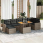 8-tlg. Garten-Sofagarnitur mit Kissen Grau Poly Rattan