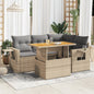 5-tlg. Garten-Sofagarnitur mit Kissen Beige Poly Rattan