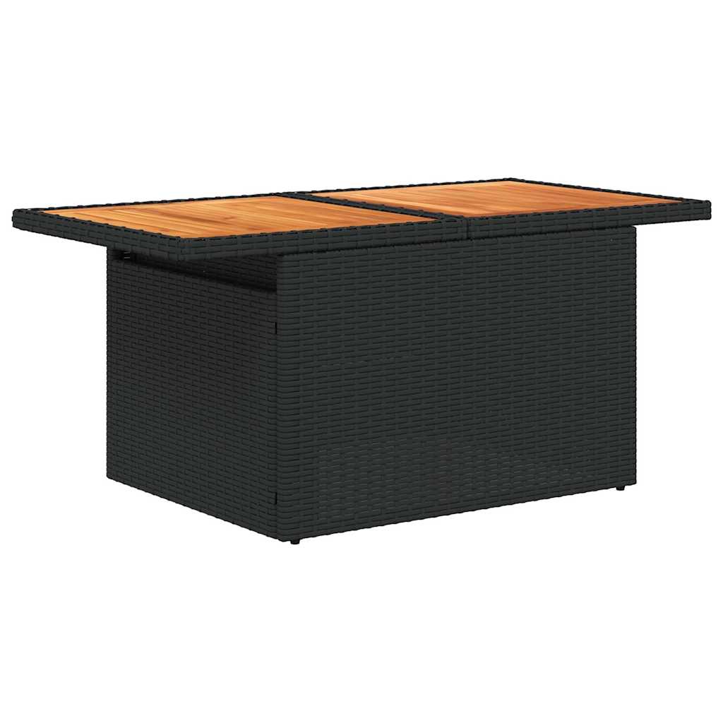 9-tlg. Garten-Sofagarnitur mit Kissen Schwarz Poly Rattan