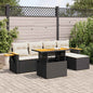 7-tlg. Garten-Sofagarnitur mit Kissen Schwarz Poly Rattan