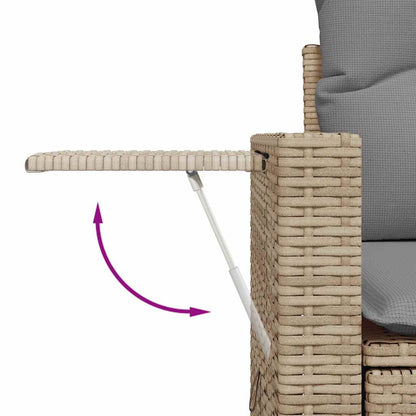 7-tlg. Garten-Sofagarnitur mit Kissen Beige Poly Rattan Akazie