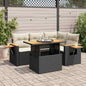 4-tlg. Garten-Sofagarnitur mit Kissen Schwarz Poly Rattan